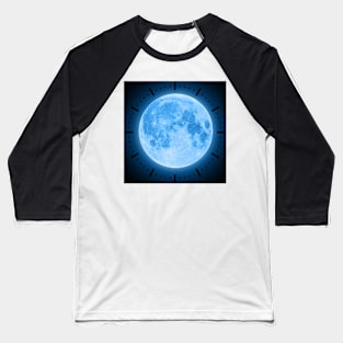 Blue Super Moon Glowing With Blue Halo Clock Baseball T-Shirt